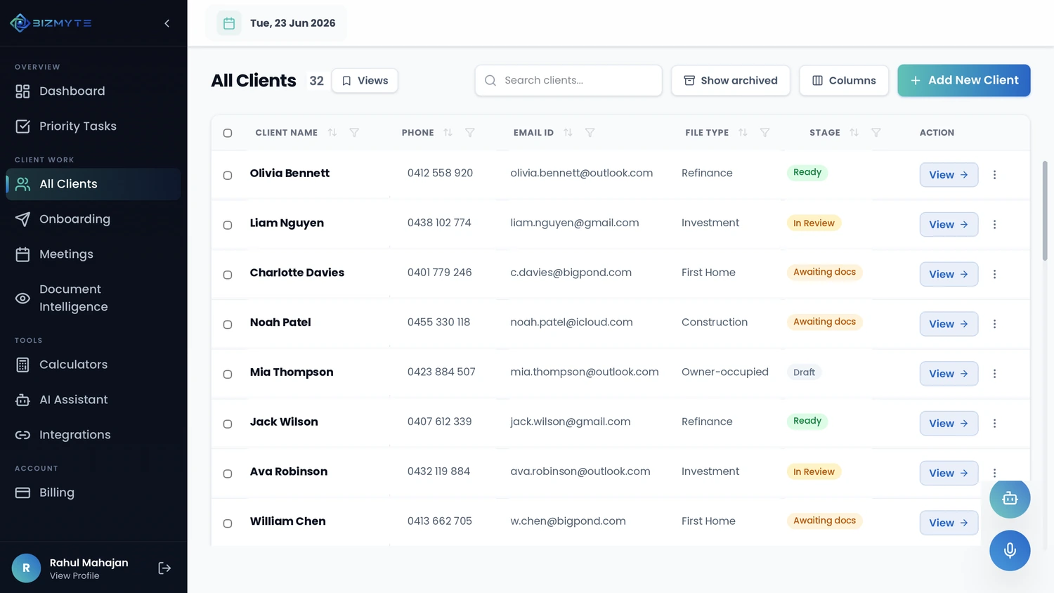 BizMyte client registry